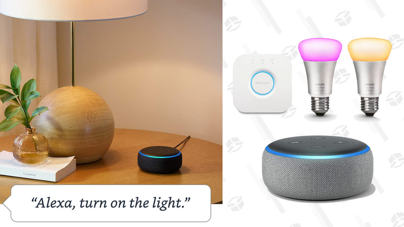 Echo Dot (3a generación) - Color carbón con pack de luces Philips Hue Blancas y de colores | $90 | AmazonGráfico: Tercius Bufete